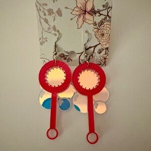 49- hot pink Bubble Wand Earrings